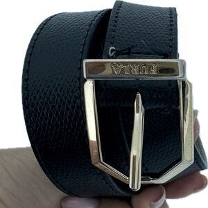 Furla Black Leather woman’s Belt with Gold Buckle
